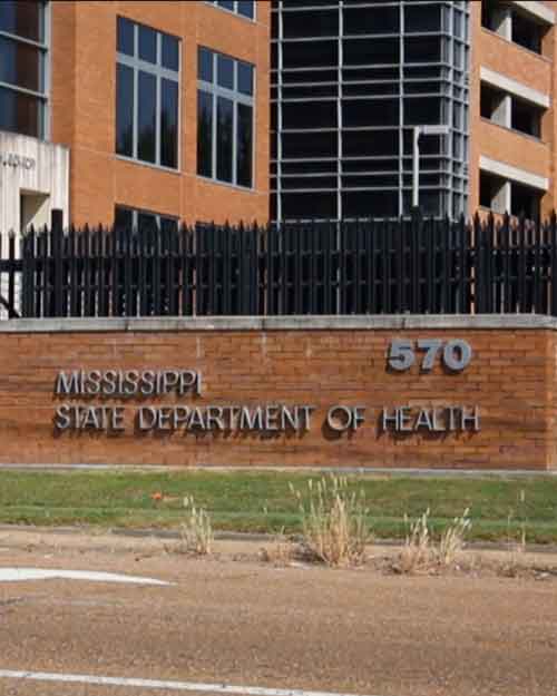 Exterior view of the Mississippi State Department of Health office building.